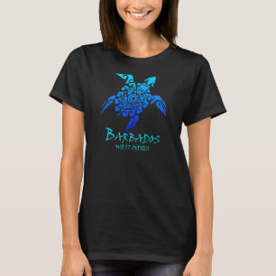 Barbados West Indies Vintage Retro Tribal Turtle V T-Shirt