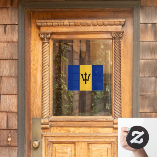 Barbados Window Sign, Cling, Barbados Flag Window Cling (Home Door)