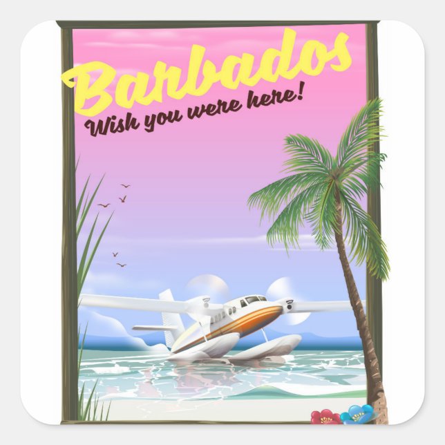 Barbados - wish you were here! square sticker (Front)