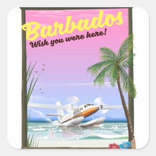 Barbados - wish you were here! square sticker