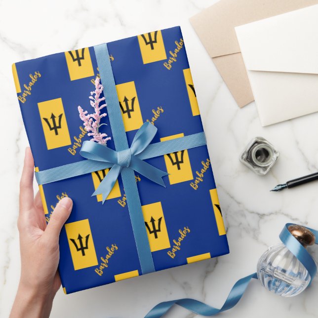 Barbados Wrapping Paper, Barbados Flag patriots Wrapping Paper (Gifting)