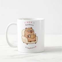 Barbara Capybara Reading Book Cute Cosy Mug