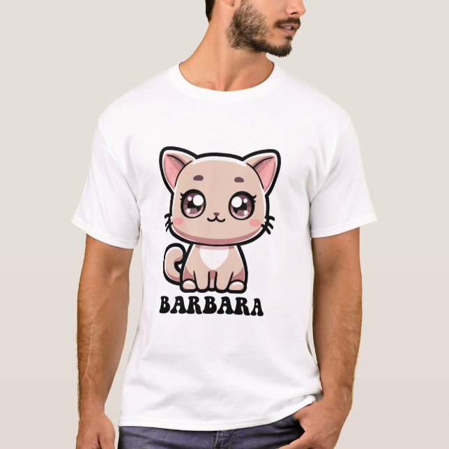 Barbara Cute Kitty Cat Design T-Shirt (Front)