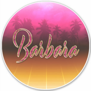 Barbara First Name Golden pink Sticker