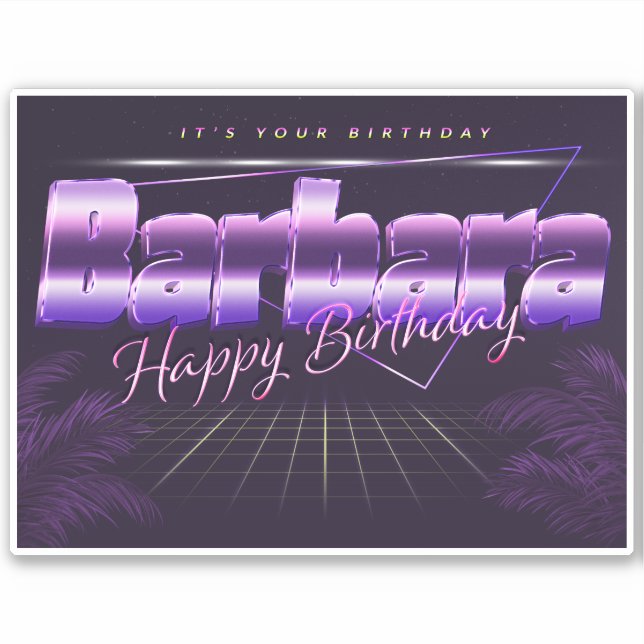 Barbara first name lila retro sticker birthday (Front)