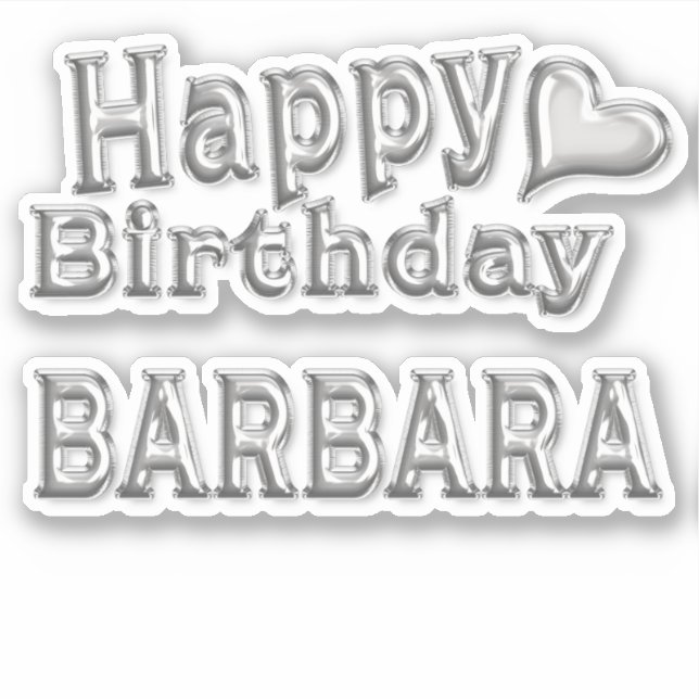 Barbara Happy Birthday silver sticker (Front)