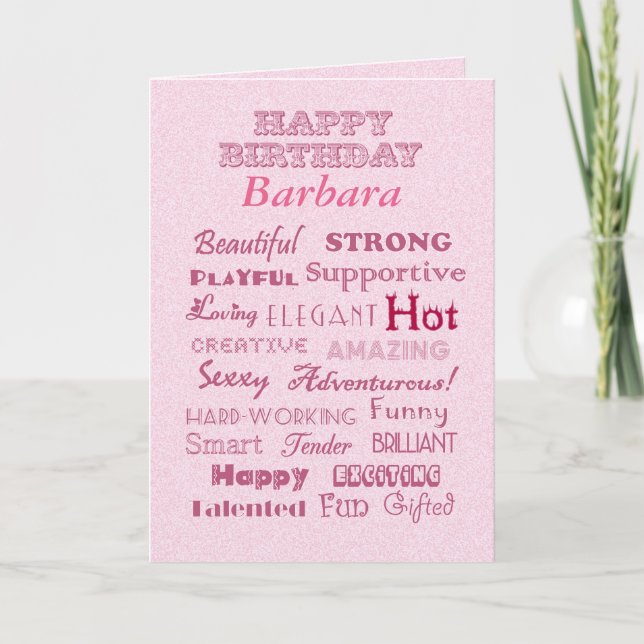 Barbara Happy Birthday Words of Praise Card (Front)