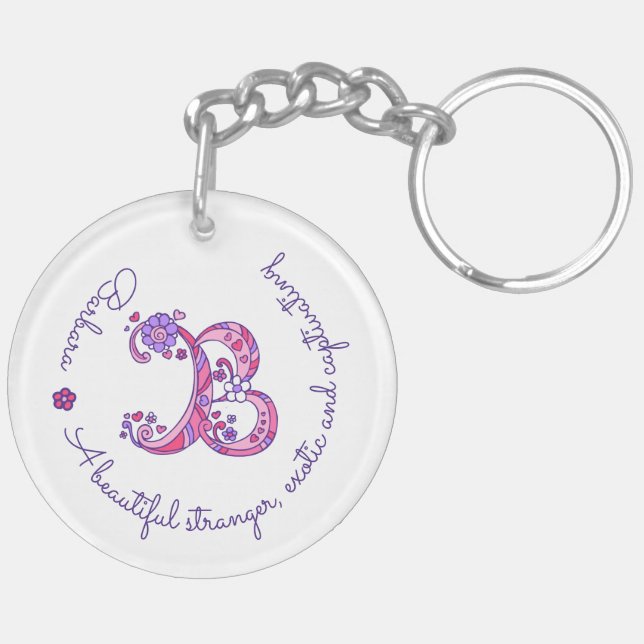Barbara monogram B name and meaning keyring (Back Left)