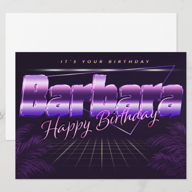 Barbara Name First Name lilac retro card birthday (Front/Back)