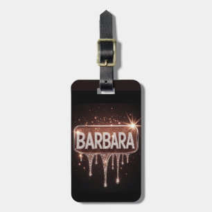 Barbara Name Rose Gold Diamond Dripping Glitter Luggage Tag