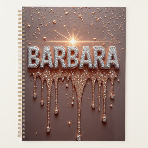 Barbara Name Rose Gold Diamond Dripping Glitter Planner
