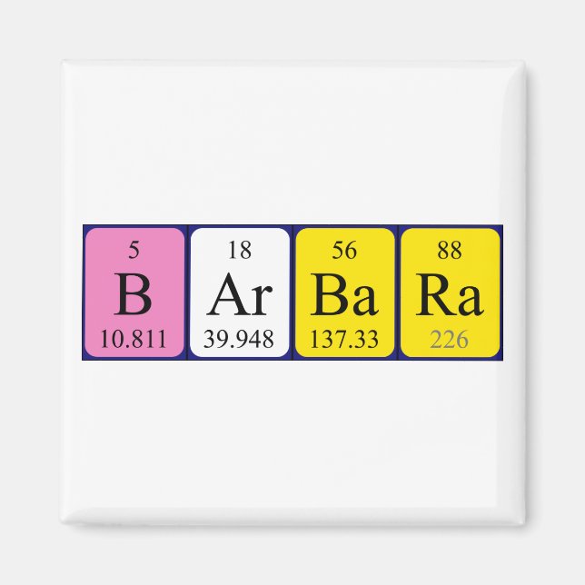 Barbara periodic table name magnet (Front)