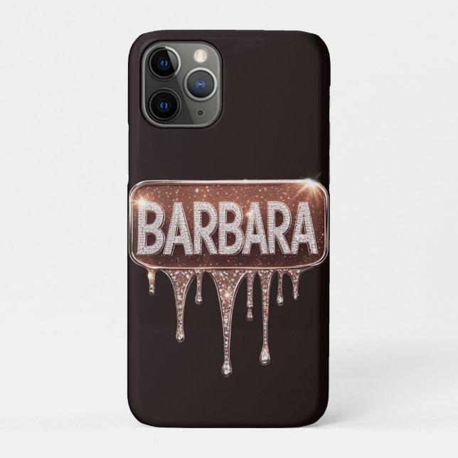 ✨ Barbara Sparkle Luxe Rose Gold Diamond Drip Case-Mate iPhone Case (Back)