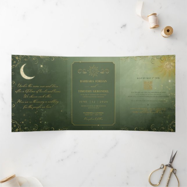 Barbara + Tim Trifold Wedding Invitation R14 (Inside)