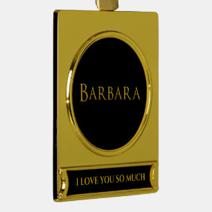 Barbara Woman's Name Gold Plated Banner Ornament