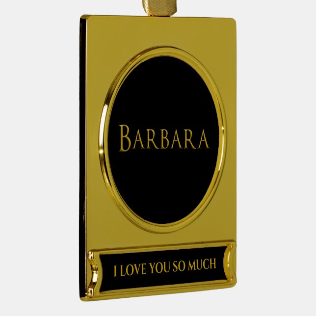 Barbara Woman's Name Gold Plated Banner Ornament (Right)