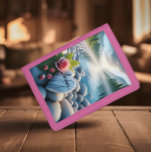 Barbara's Heart by the River Trifold Wallet<br><div class="desc">A marble heart engraved with the name Barbara sits amongst smooth river stones. A single pink rose and buds bloom nearby.</div>