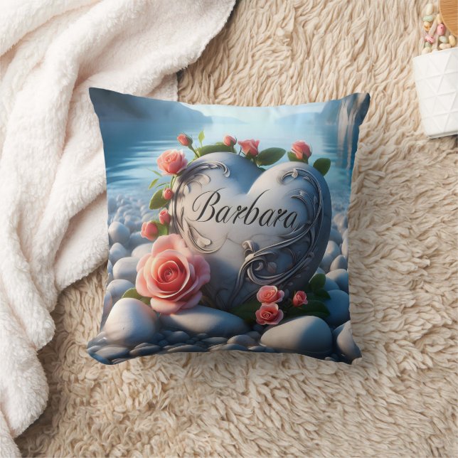 Barbara's Heart by the Shore Cushion (Blanket)