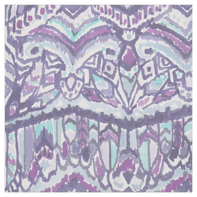 BARBARIAN TRIBE Purple Feather Ikat Tribal Fabric (Swatch)