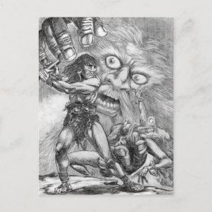 Barbarian vs. Wizard; The sword will prevail!! Postcard