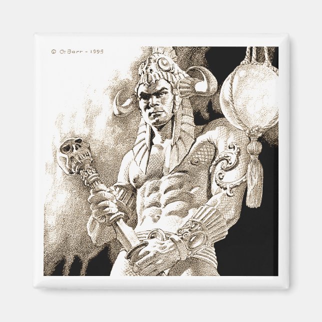 Barbarian Warrior Square Magnet (Front)