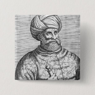 Barbarossa, illustration from Andre Thevet's 15 Cm Square Badge