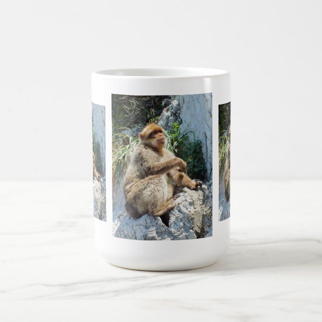 Barbary macaque monkey coffee mug (Center)