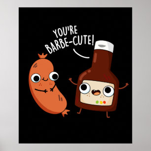 Barbe-cute Funny Barbecue Pun Dark BG Poster