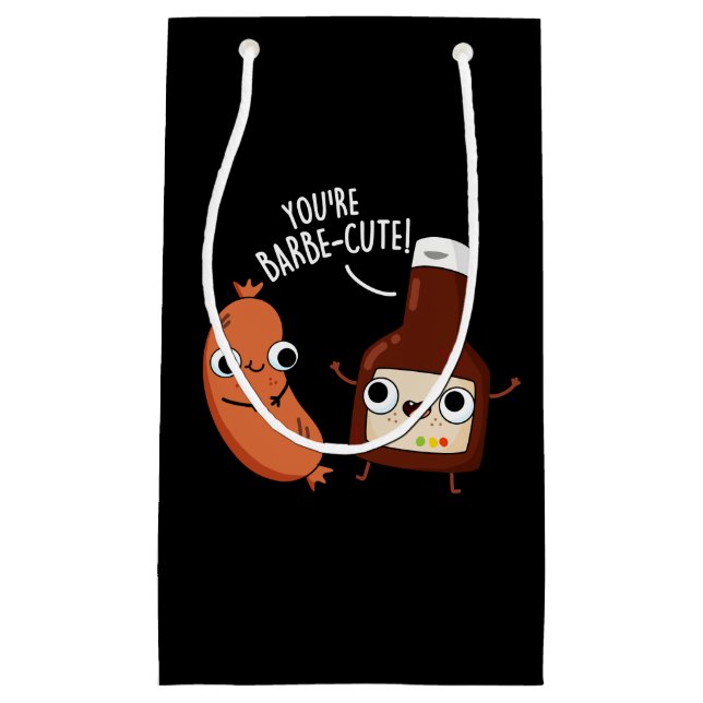Barbe-cute Funny Barbecue Pun Dark BG Small Gift Bag (Front)
