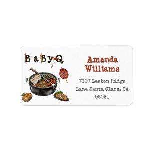 Barbecue Backyard Party Baby Shower BabyQ Address Label