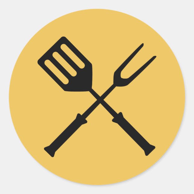 Barbecue Barbeque BBQ Barby Barbies Grill Oval Sti Classic Round Sticker (Front)