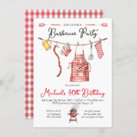 Barbecue BBQ Birthday red Gingham