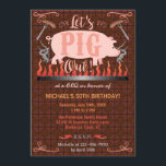 Barbecue BBQ Funny Pig Summer Birthday Party Invitation<br><div class="desc">These BBQ or pig roast party invitations are perfect for any outdoor summer party occasion, such as a birthday or a backyard grill party with friends. The design shows a pink pig over a fire with sausages on forks and the words, "Let's Pig Out!" The design also includes flourishes and...</div>