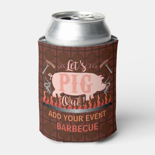 Barbecue BBQ Funny Pig Summer Grilling Custom Can Cooler (Can Front)