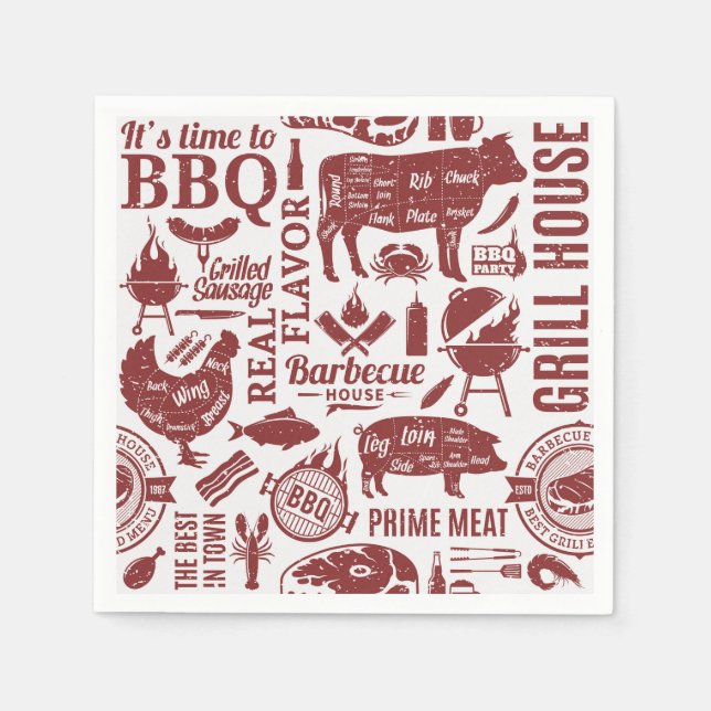 Barbecue Bbq Grilling Paper Napkin (Front)