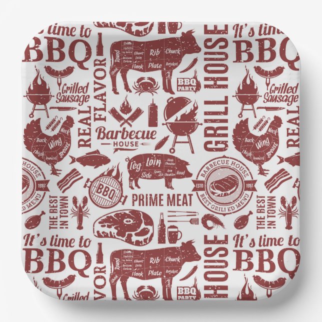 Barbecue Bbq Grilling Paper Plate (Front)