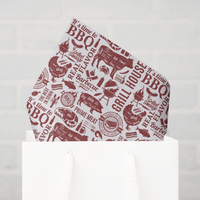 Barbecue BBQ Tissue Paper, Grilling Decoupage Paper (Gift Bag)