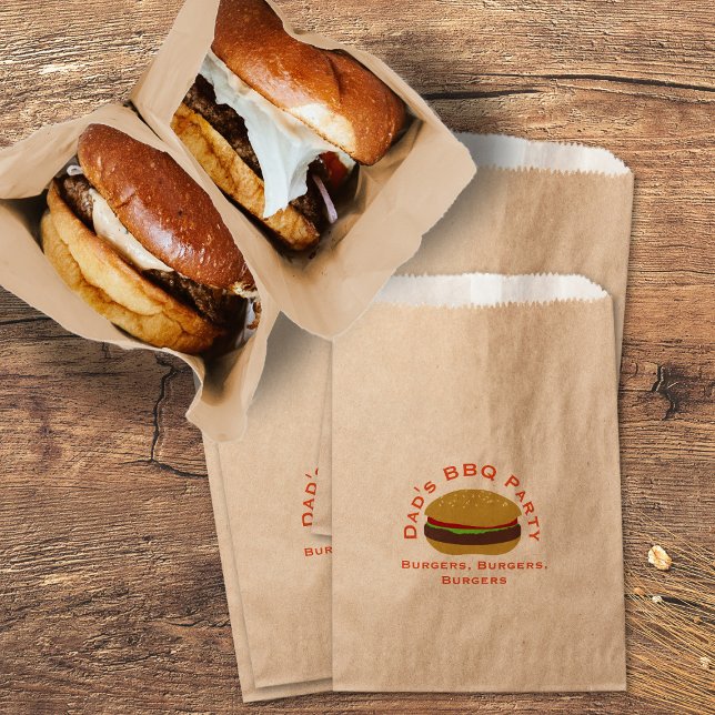 Barbecue Burger Party Backyard BBQ Favour Bag (Perfect kraft favor bags for your backyard bbq party burgers.)