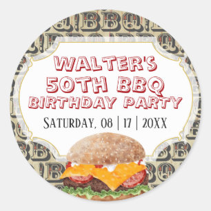 Barbecue Cheeseburger Any Age Birthday Classic Round Sticker