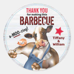 Barbecue Cookout Cow Grilling Shrimp Classic Round Sticker