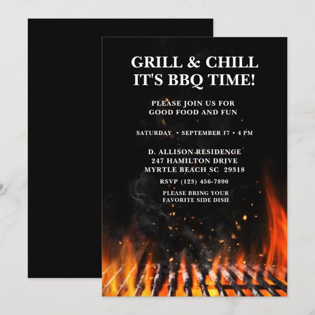  Barbecue Cookout Grilling Summer Invitation (Front/Back)