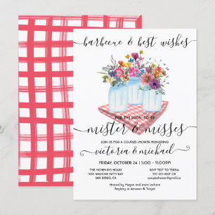 Barbecue Couples Shower Rehearsal Dinner Floral Invitation