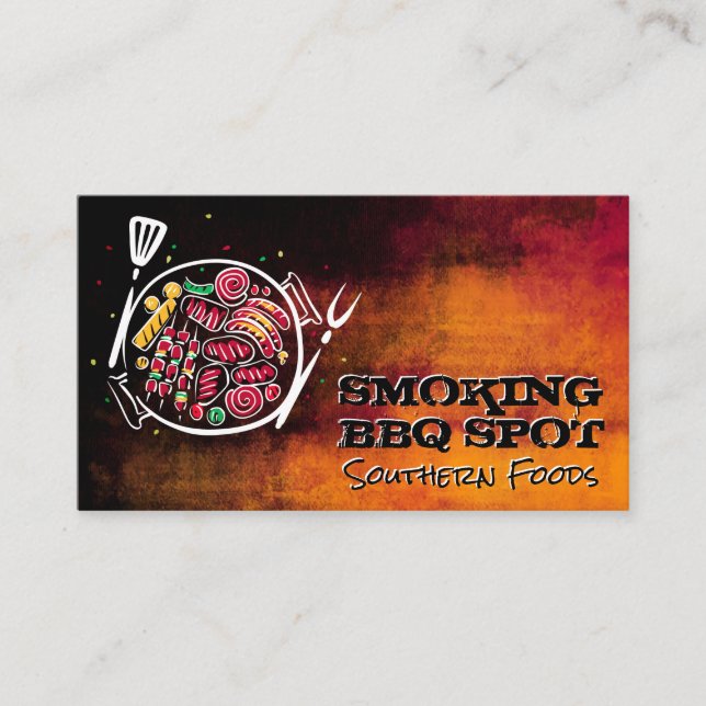 Barbecue Foods Illustrations | Restaurant Business Card (Front)