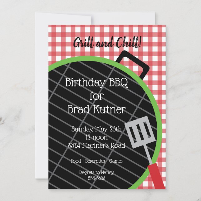 Barbecue Grill Cookout Party Invitation (Front)