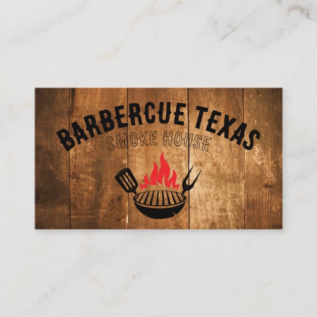 Barbecue Grill Fire Logo | Restaurant Business Card (Front)