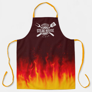 Barbecue Grill Flames — Personalized Steak House Apron
