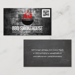 Barbecue Grill on Fire   qr code Business Card