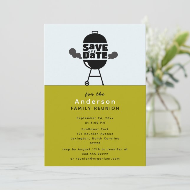 Barbecue grill party Save the Date Invitation (Standing Front)
