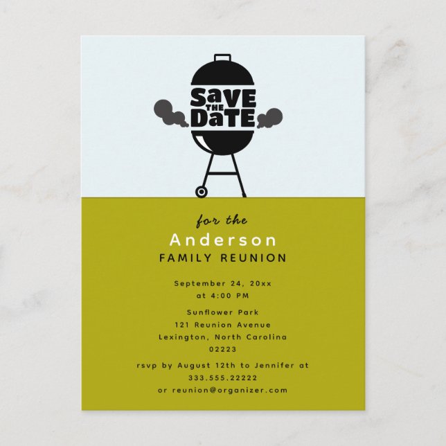 Barbecue grill party Save the Date Postcard (Front)