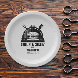 Barbecue Grillin' & Chillin Bachelor Party Paper Plate